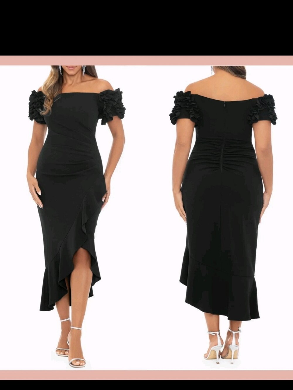 NWT Xscape Black Ruffle Formal Gown 18W Plus Size $269 Evening Dress